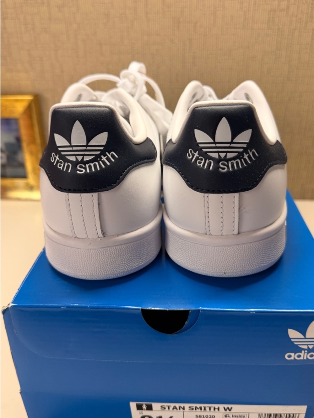 adidas Stan Smith W White and Navy Shoe Box Label - Picture 2 of 7